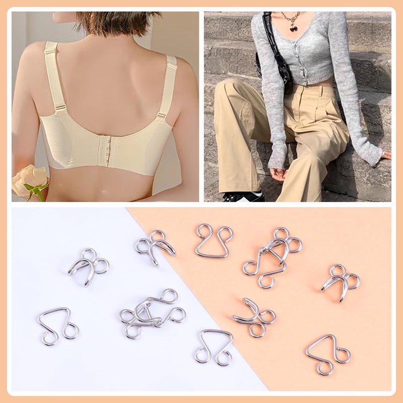 PECMER Copper 50 Set Hooks and Eyes for Sewing Clothing Bra Hooks Replacement Large Sewing Hooks and Eyes Closure -Silver 6#(0.9 inch) - Image 4